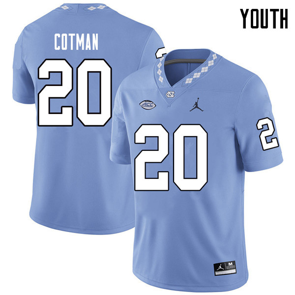 Jordan Brand Youth #20 C.J. Cotman North Carolina Tar Heels College Football Jerseys Sale-Carolina B